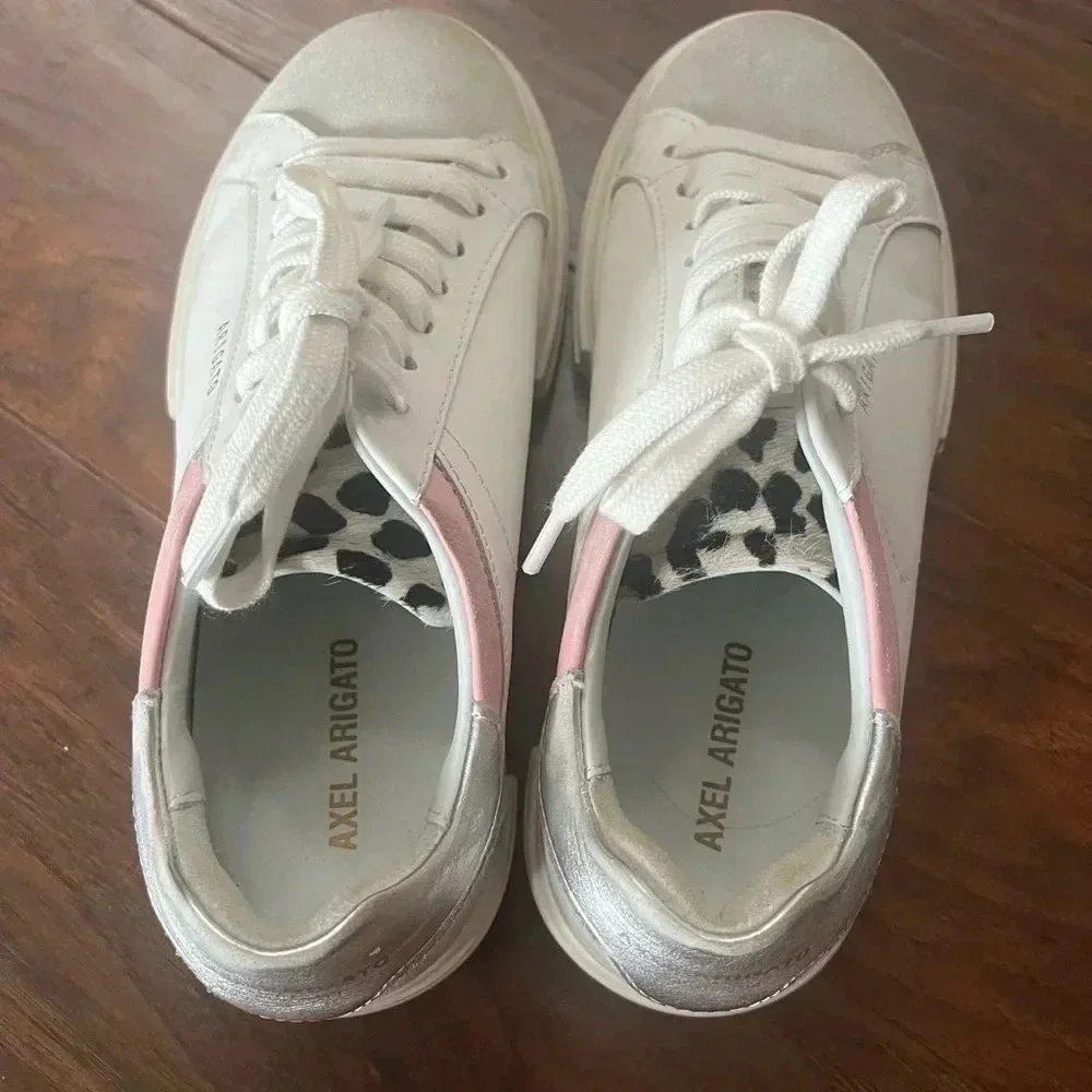 Axel Arigato Distressed Sneakers- White leather, with gray suede- Size 7.5